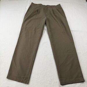Dockers Tour Pleated Pants Mens 36x30 Olive Brown Excellent Straight Leg Chino